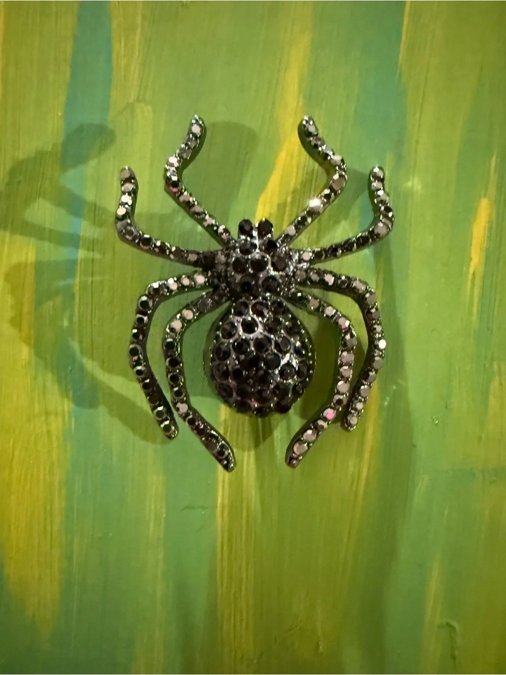 Black Crystal Spider Brooch